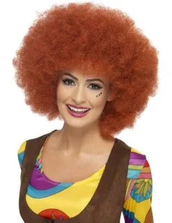 Smiffy's Bruinrood 60s Afro Pruik