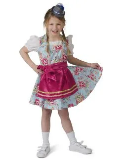 FUNNY FASHION Blauw Roze Tiroler Dirndl Rosalinde Meisje Kostuum