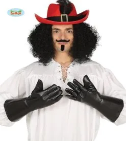 Guirca Zwarte Leder Look Handschoenen Piraat