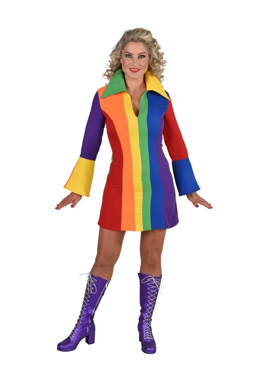 Magic By Freddy's Vrolijk Regenboog Jaren 70 Stijl Vrouw Kostuum