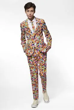 Opposuits Ontplofte Gekleurde Confetti Kanon Jongen Kostuum