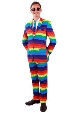 PartyXplosion Vrolijk Robbie Regenboog Multicolor Man Kostuum
