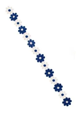 PartyXplosion Bloemetjesband 3m Blauw-Wit