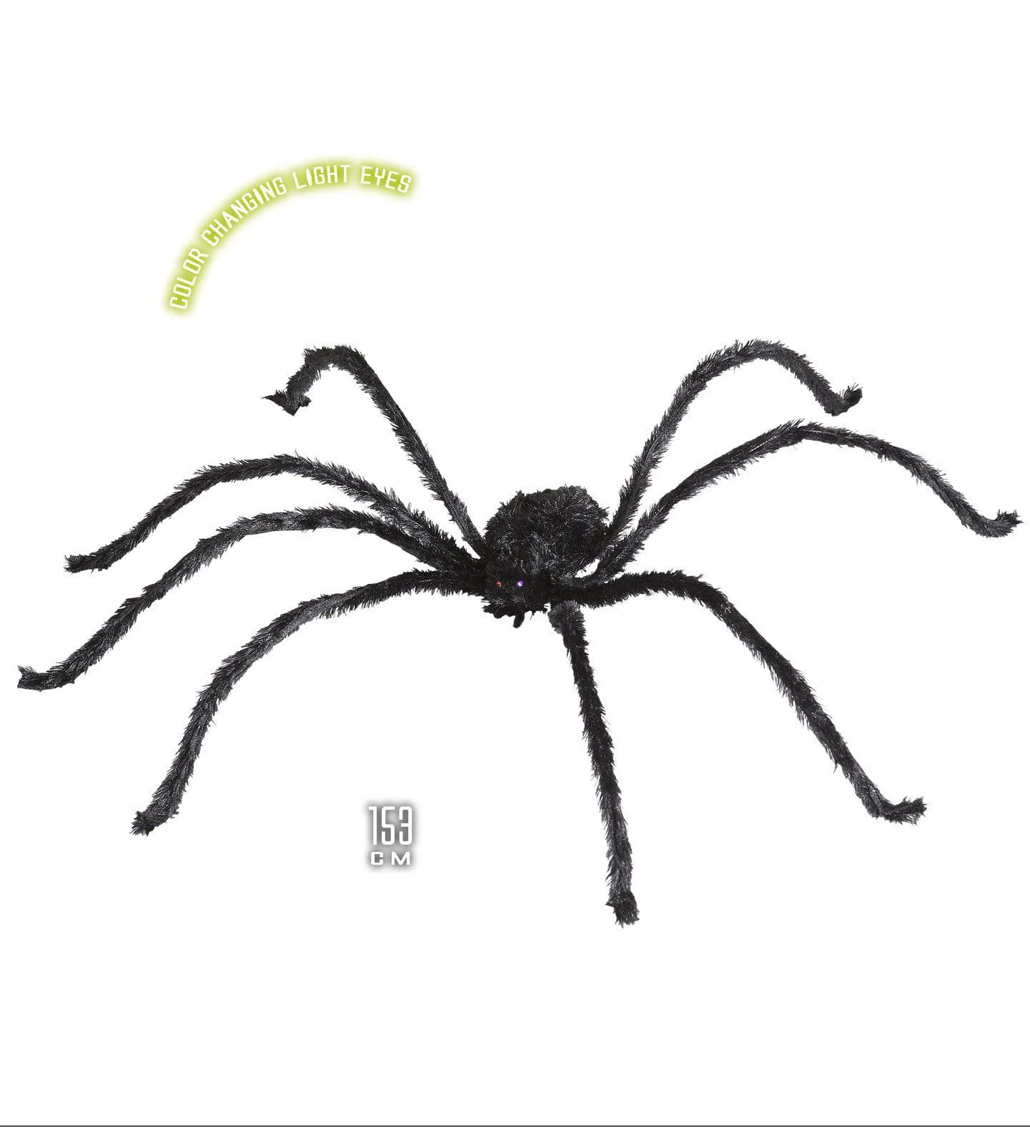 WIDMANN Deco Gigantische Spin Met Lichtende Ogen, 153 Centimeter - Afbeelding 2