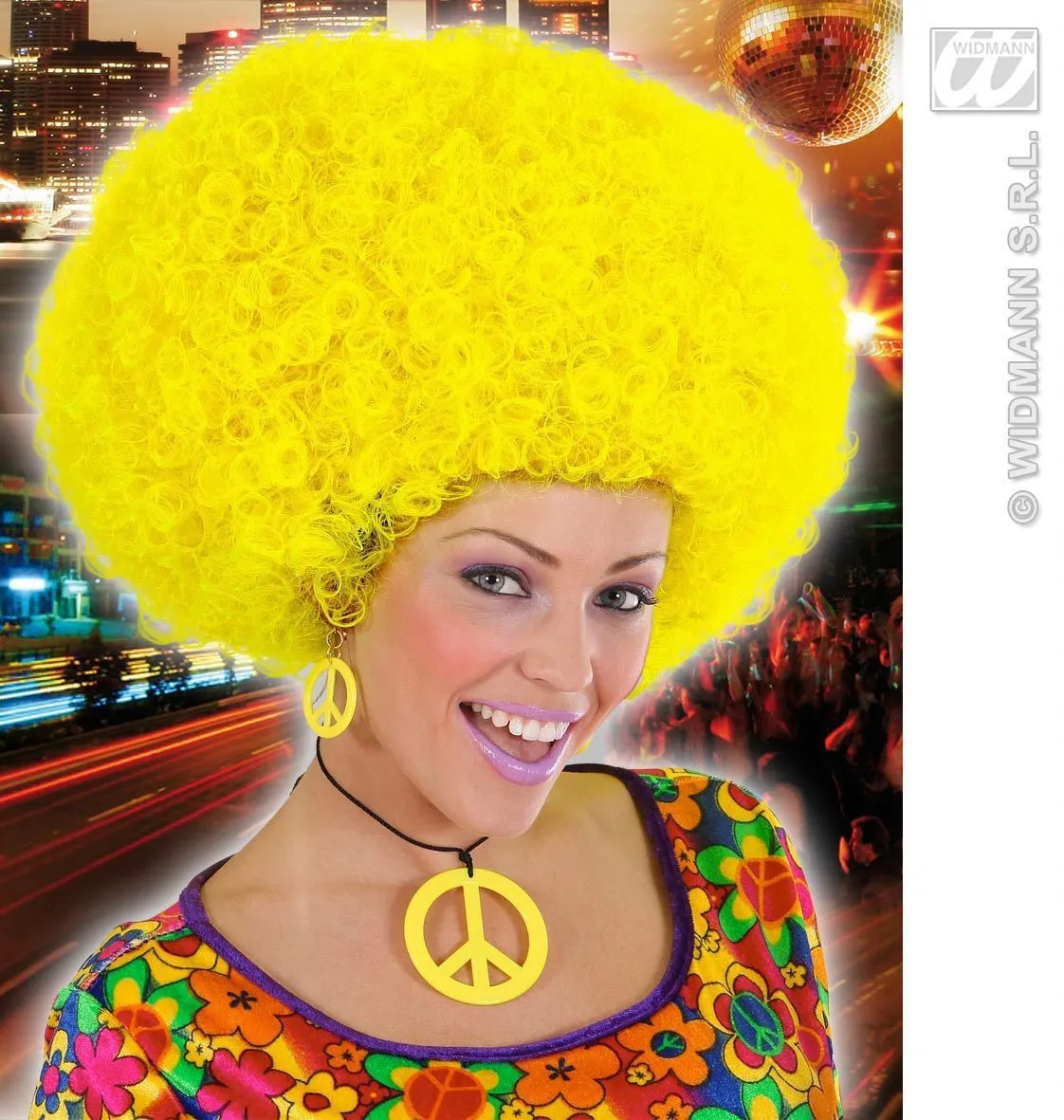 WIDMANN Pruik, Jimmy Neon, Geel - Afbeelding 2