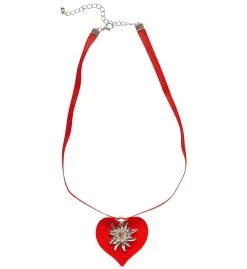 WIDMANN Hals Ketting Met Rood Hart En Edelweiss