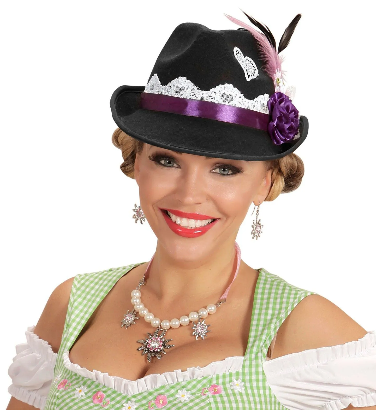 WIDMANN Zwarte Beierse Fedora Met Decoratie - Afbeelding 2