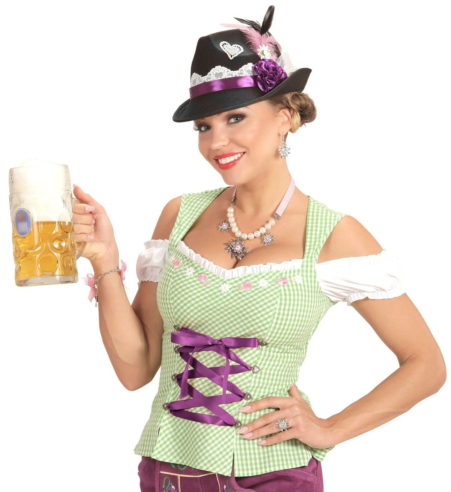 WIDMANN Zwarte Beierse Fedora Met Decoratie - Afbeelding 3