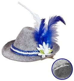 WIDMANN Oktoberfest Dames Mini Beierse Fedora, Blauw
