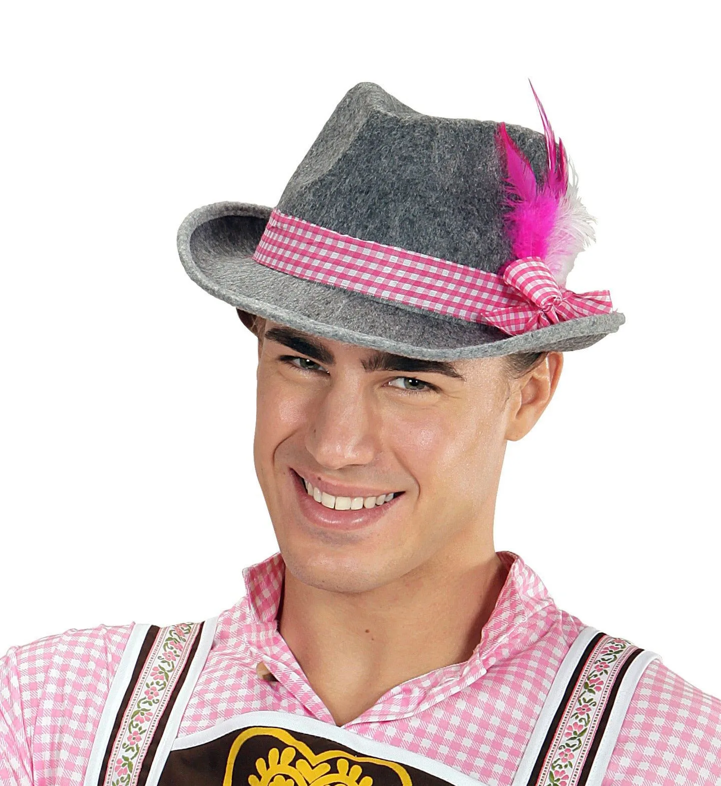 WIDMANN Oktoberfest Heren Beierse Fedora Met Roze Veren - Afbeelding 2