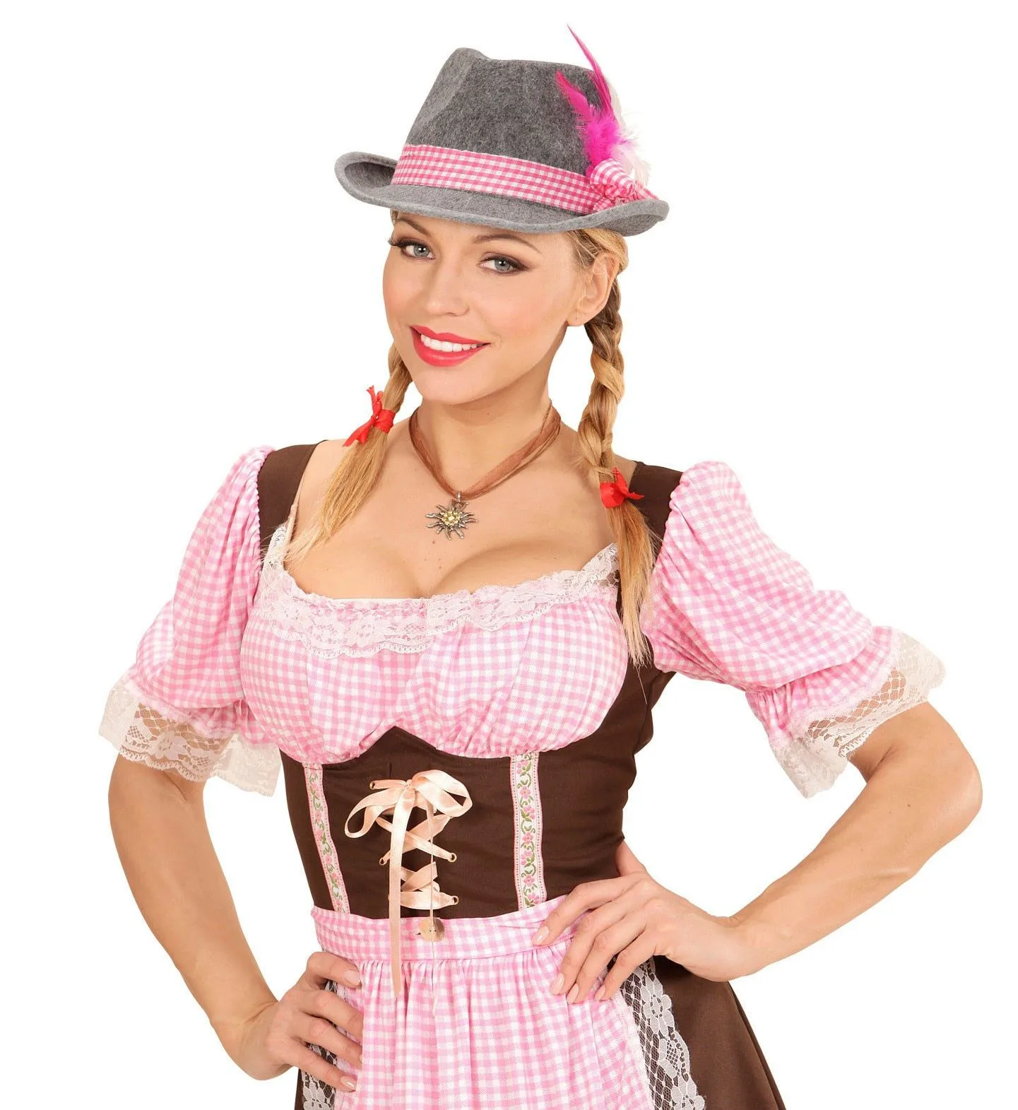 WIDMANN Oktoberfest Heren Beierse Fedora Met Roze Veren - Afbeelding 3