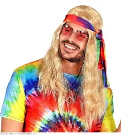 WIDMANN Hippie Pruik Met Hoofdband Tie Dye Blond